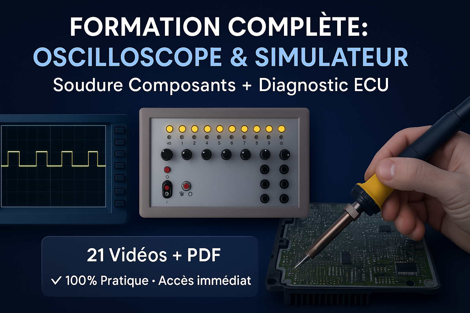 Formation “Simulator & Oscilloscope pour Soudure de Composants” (21 Vidéos + Guide PDF)